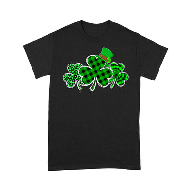 Three Leopard And Plaid Shamrocks St Patricks Day - Standard T-Shirt